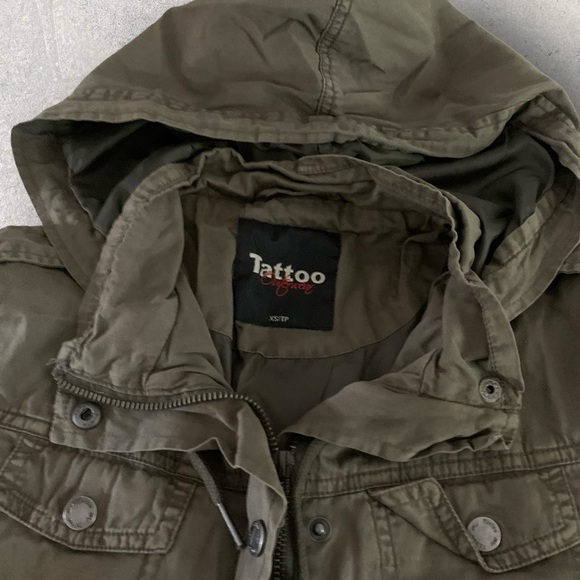 Women's Cargo Pocket Utility Jacket Hooded Green XSMALL - Picture 8 of 16